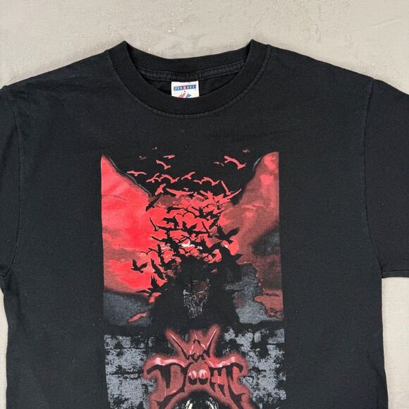 Vintage Doom Jerzees Heavyweight Blend Screen Print T-Shirt Fits Men's S - Picture 2 of 4